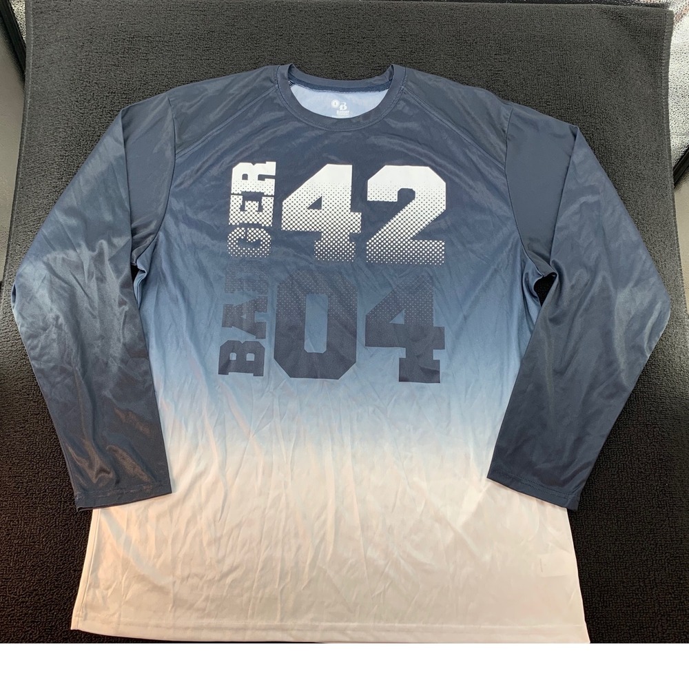 Badger Sport Long Sleeve Athletic Shirt Men's Size L‎ Ombre Fade 4204